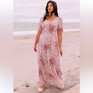 Gal Meets Glam Brigitte Floral Tie Pink Maxi Dress NEW